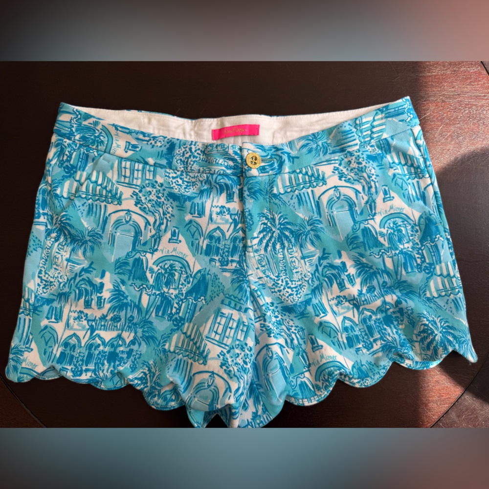 Lilly Pulitzer Buttercup Scalloped Knit Shorts Amalfi Blue